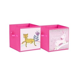 RSW DE-CLUTTER GIRLS STORAGE CUBE 26 X 26 X 26 CM Set of 2 ASST PINK UNICORN
