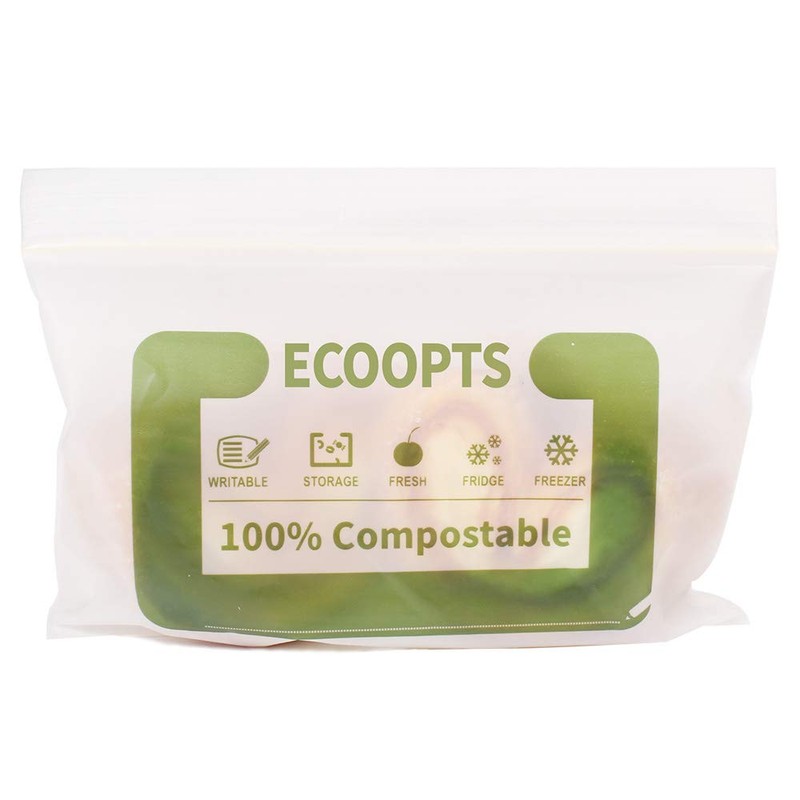 100 PCS ECOOPTS Food Storage Snack Bags 100% Compostable Ziplock