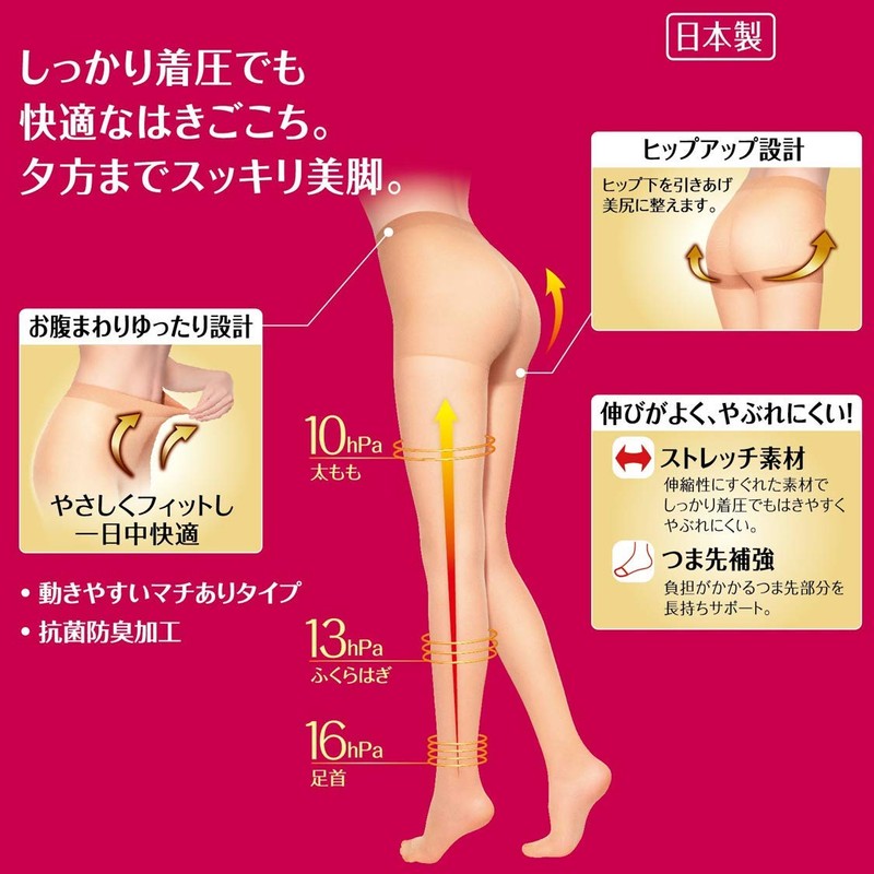 着圧ストッキング スリムウォーク シェイプアンドキープ ストッキング ヌーディ ベージュ M-L 着圧 美脚 ヒップアップ