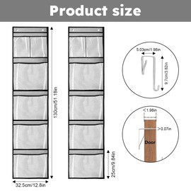 Amusingtao 2 Pcs Over Door Storage Organiser, Hanging Storage Organizer, with 5 Mesh Pockets, Large Capacity Back of Door Storage for Bedroom, Bathroom, Closet