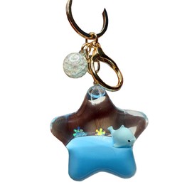 KUPOOL Pentagram Whale Quicksand Keychain Creative Liquid Floating Ocean Animal Key Chain Car Key Bag Pendant Keyring Gifts