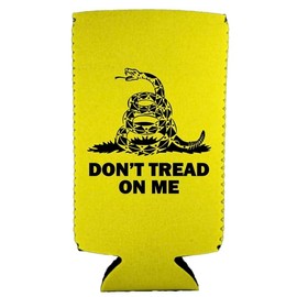 PKM Collapsible Neoprene Can Coolers Texas Flag Baseball Make America Great Again Reagan Bush 84 -Dont Tread on me - Trump 2024 (Yellow Gadsden Flag Dont Tread on Me, Slim Can Cooler)