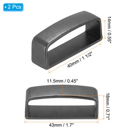 PATIKIL 1 1/2 Inch 40mm Belt Loop Keepers, 2 Pack Alloy Belt Strap Ring Men's Buckle for DIY Craft Belt Fixing, Silver Black