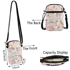 TSOTMO I Am a Child of God Crossbody Bag Child of God Nursery Floral Gift for Women Best Friend (of God Cr ca)