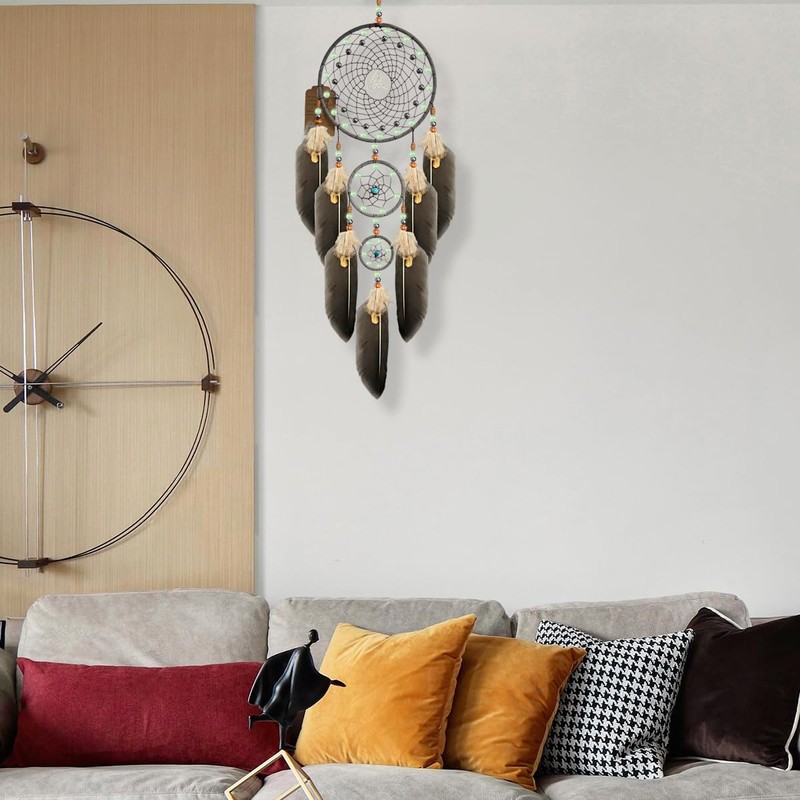 Dream Catchers Handmade Feather Native Home Wall Decoration Brown
