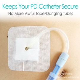 Peritoneal Dialysis PD Catheter Drain Split Bordered Gauze Island Dressing Pad for Stomach Feeding Peg J Tube| Individually Packed| Wound Bandage with Adhesive Border 4" x 4" (Pack of 20)
