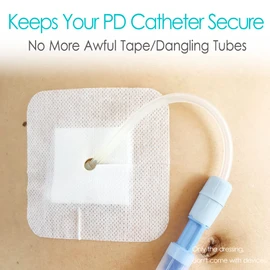 Peritoneal Dialysis PD Catheter Drain Split Bordered Gauze Island Dressing Pad for Stomach Feeding Peg J Tube| Individually Packed| Wound Bandage with Adhesive Border 4" x 4" (Pack of 20)