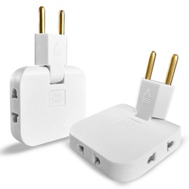 2x Mehrfachsteckdose Flacher Stecker mit 3 Adapter Steckdose | Steckdosenadapter EU-US | Flachstecker Mehrfachsteckdose mit 180º Drehbarer Kopf | Mehrfachstecker Flach 16A / 250V | Verteilersteckdose