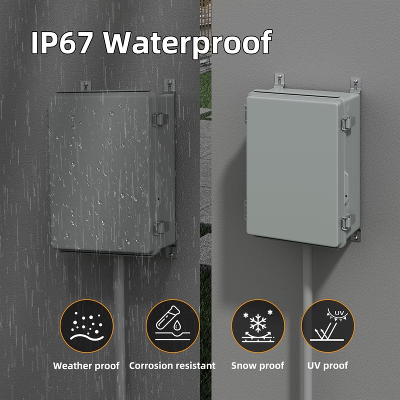 Joinfworld Waterproof Box for Electronics Outside 11.4x7.5x5.5 Outdoor Weatherproof Electrical