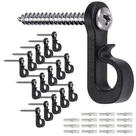 SELEWARE Q Hanger Hooks for String Lights, Christmas with Screw Indoor Outdoor Hooks Clips for Hanging Fairy Lights Patio, 15Pcs