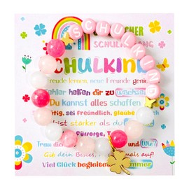 Schulkind Schultüte Füllung 2025 - ideen Schultüten Füllung Geschenk für Mädchen - Glücksbringer Schulanfang Geschenke zur Einschulung, Einschulung Mädchen Geschenk Mit Einer Grußkart (Rosa)