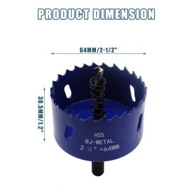 Suiwotin 2-1/2 Inch (64mm) Hole Saw with Arbor, BI-Metal Wood Hole Saw Hole Cutter, Hole Drilling Cut Smooth and Fast for Cornhole Boards, Wood, Plastic, Metal, Drywall, Fiberboard