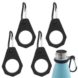 WeddHuis Set di 4 Portaborraccia con Moschettone, Fibbia per Bottiglia d'Acqua, Gancio per Clip, Gabbia Portachiavi per Campeggio, à Suspendre (Polygonal Black)