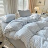 Nayoroom Gingham Duvet Cover Twin Size Blue White Plaid Checkered