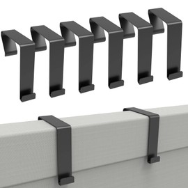 KOPKIO Office Cubicle Hangers Over The Door Hook,Cubicle Walls Hooks Universal Panel Partition Metal Hooks for Hanging File Bins,Keys,Whiteboard,Black (6 Pcs)