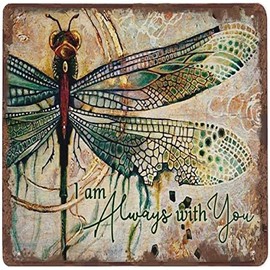 Retro Metal Aluminium Tin Sign Fun Decorative Sign Dragonfly I Am Always with You Funny Novelty Metal Sign Love Romatic Retro Wall DecorWall Poster Plaque for Home Kitchen Bar Coffee Shop 12x12 Inch