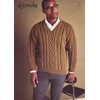 Wendy Aran Knitting Pattern for Mens Cable Knit V Neck