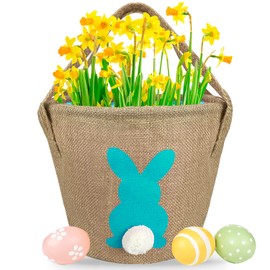 Partywind Easter Baskets for Kids Egg Hunt, Small Easter Bunny Basket Bags for Kids Empty, Cute Easter Gift Bags with Handle for Boys and Girls, Easter Party Supplies Favors (Blue)