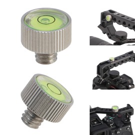 FocusFoto Pack of 2 Stainless Steel Bubble Spirit Level Measuring Tool with 1/4"-20 Mounting Screw for Attaching to Camera Cage, Top Handle Grip, Plates, Tripod, Photography Video Rig