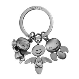 FABACH Guardian Angel Keyring 3 Angels – Angel Lucky Charm Keyring Love – Gift Guardian Angel Lucky Charm – Angel Car Key Fob Guardian Angel Made of Metal, Antique silver, 1, Modern