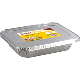 Catergold Medium Rectangle Disposable Aluminium Foil Trays with Lids 32 x 26 x 8cm Approx (Single Tray)