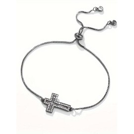 Rhinestone Cross Charm Bracelet, Fashionable Matching Bracelet Jewelry for Women & Men for Party, Daily Clothing Decor, Girlfriend Gifts:_Rose Gold_one size fits all