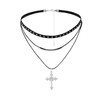 MILAKOO Cross Pendant Necklace Multi-layered Choker Crucifix with Rhinestone Vintage
