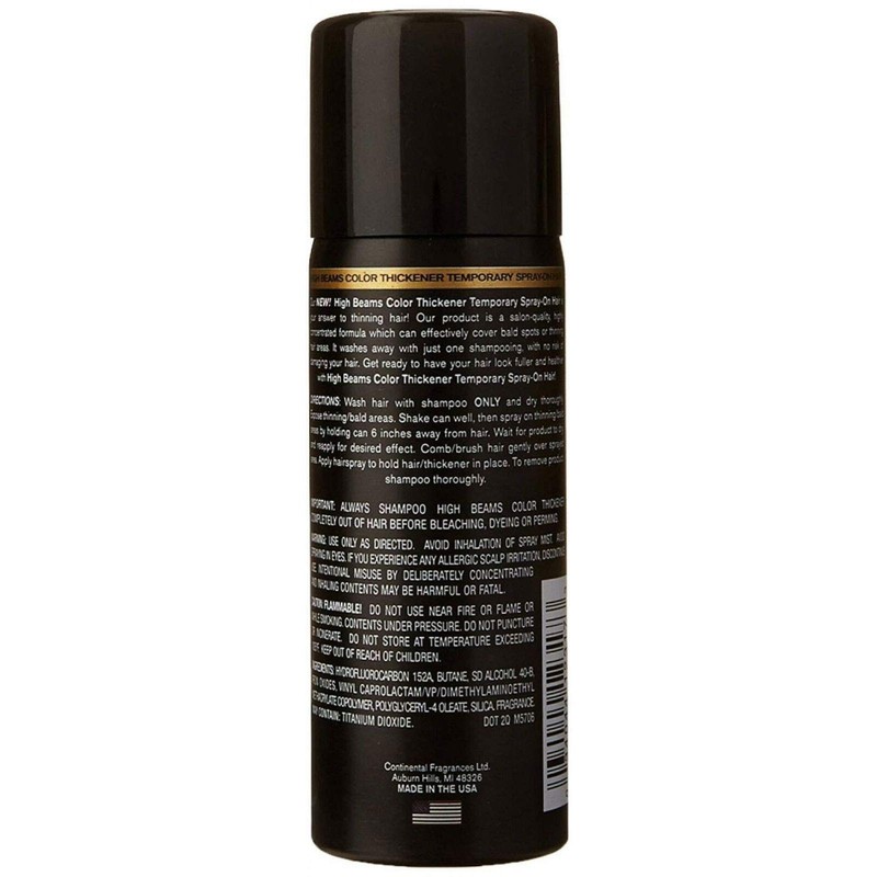 High Beams Color Thickener Spray for Men, Black, 2.7 Oz.