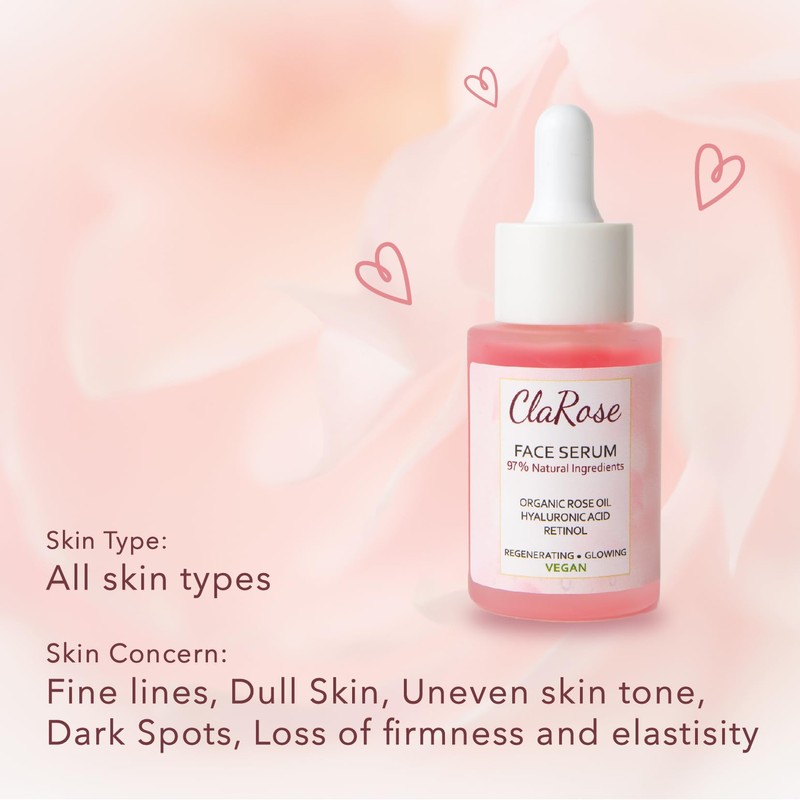 ClaRose Hyaluronic acid Anti-ageing Face Serum with Organic Rose oil