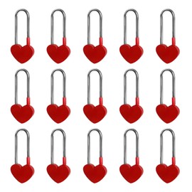 Gradleen Keyless Love Lock Single Heart Padlock,15PCS Red 3.5" 50mm Love Padlock for Lovelock Bridge, Wishing Tree(NO Key)
