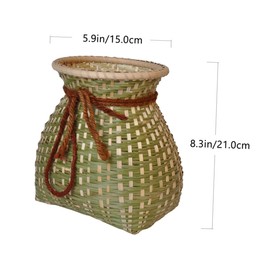 VILLFUL 1pc Pastoral Style Woven Basket Multi-purpose Storage Container for Flowers Sundries Vintage Bamboo Design Stylish Decor for Home and Garden