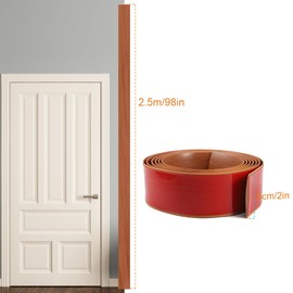 PAMISO 8Ft Floor Transition Strip, 2in Wide Self Adhesive Vinyl Threshold Strip for Joining Floor Gaps Wood Grain Design Tap (Teak Dark Brown)