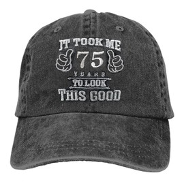RNFENQS It Took Me 75 Years to Look This Good Embroidered Baseball Hat, 75th Birthday Gifts for Men Women Black