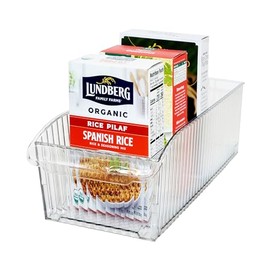 Oggi Easy Glide Fluted Storage Bin with Wheels - Clear, Ideal for Kitchen Organization, Pantry Storage, Fridge Organizing, Cabinet Storage - 14x6