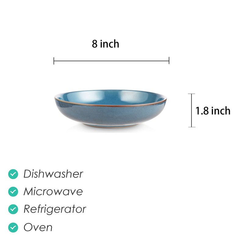 Selamica Ceramic 8 inch Pasta Bowls, 26 Ounce Large Serving