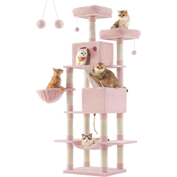 Cat Tree, 81.1-Inch Large Cat Tower with 13 Scratching Posts,