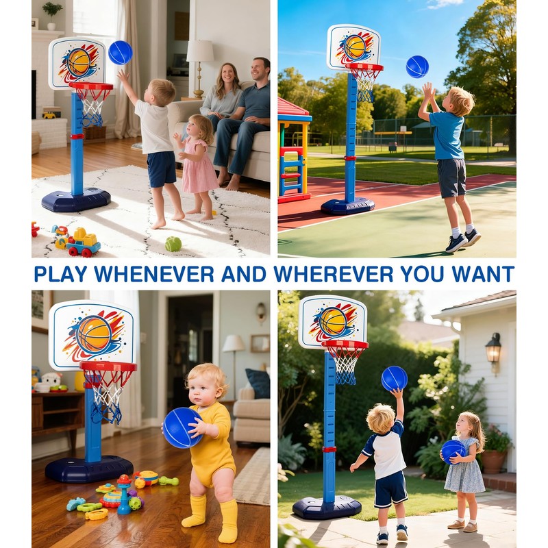 LAO XUE Toddler Basketball Hoop Set,Adjustable Kids Basketball Goal