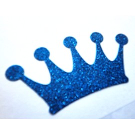 Royal Blue Glitter Crown Stickers , Prince Baby Shower , 2" Wide, Pack of 40