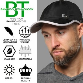 SAAKA Lightweight Hat for Men. Fast Drying, Stays Cools. Best for Running, Tennis, Golf and All Sports (Black)