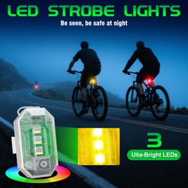 WOLFWILL Wireless RGB LED Aircraft Strobe Lights with Remote Control, 8 Colors 10 Flash Modes DIY Mode Anti-Collision Lights Waterproof Emergency Warning Light for Drone Car Motorcycle Bike 8 Pcs