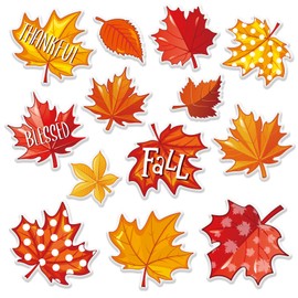 JarThenaAMCS Fall Thick Gel Clings Maple Leaves Window Gel Decals Autumn Leaves Window Clings for Thanksgiving School Classroom Nursery Decor