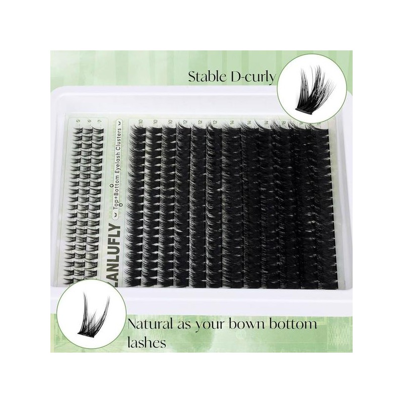 ZANLUFLY 5-7mm 하단 속눈썹이 있는 볼륨 속눈썹 클러스터 D-컬리 위스피