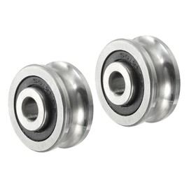 PATIKIL U Groove Bearing, 2 Pack 6x24x11mm SG20 Deep U Groove Guide Pulley Double Sealed Chrome Steel Ball Bearings for Rail Track Liner Motion System