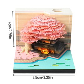 Time Piece Calendar 2025 Desk Calendar with LED Light 3D Tear-away Calendar Paper Carving Art Memo Pad Notepad Gift for Christmas Housewarming Desktop Decoration (With Calendar & Light)