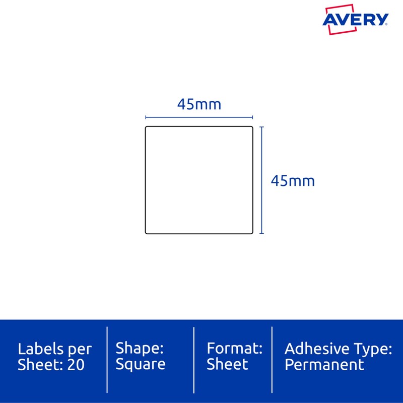 Avery A4 Glossy Rectangle Labels - Product Stickers - Small