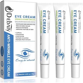 3 Pack Anti-Wrinkle Eye Cream with Caffeine & Peptides - Reduces Dark Circles & Puffiness, Improves Skin Texture (Each 0.529oz | 15g)