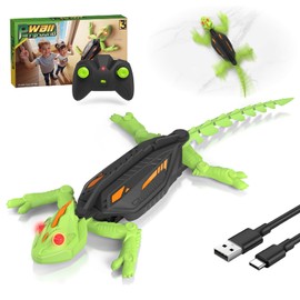 snookids Gecko Wall Racer, Robot Children Remote Controlled Gecko Crawling Along Walls Ceilings with Luminous LED Eyes, Realistic Movements, Gift Boys Girls 3 4 5 6 7 8+ Years