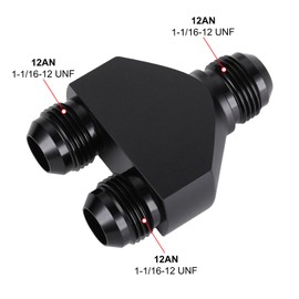 Podavelle 12AN Male to Parallel Dual 12AN 12AN Male Y Block AN Fittings Fuel Line Connector Splitter Adapter Aluminum Black