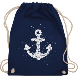 Shirtracer - Gym Bag Backpack - Art - Anchor Sailors North Sea Maritime Baltic Sea Anchor Love, 1 Navy Blue