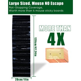 SEEKBIT 6 Pack Rat Sticky Traps Extra Large, Black Mouse Glue Trap Sticky Trap for Mice and Rats, Enhanced Stickiness Trapping Pads Snakes Spiders Roaches for House Rodent Pest Control - 47.2x11